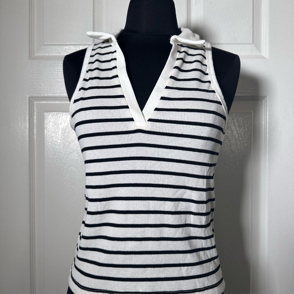 Striped Sleeveless Top - Black and White